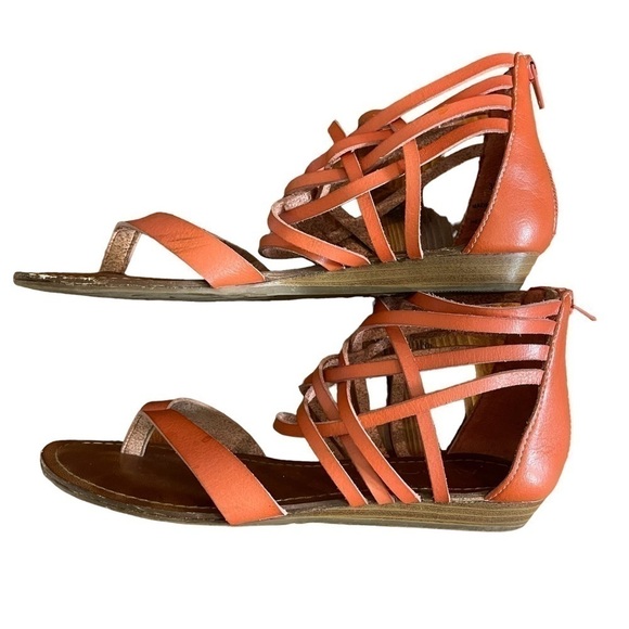 GUC Aldo sandals, gladiator style, leather, coral coloured, size 38. - Picture 7 of 8